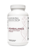 Supplement bottle labeled 'Fembalance' by Sterling Wellness on a white background