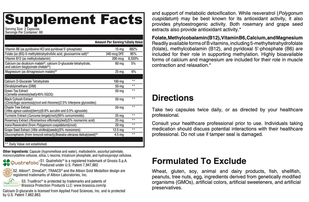 Supplement label with detailed nutritional information and directions.