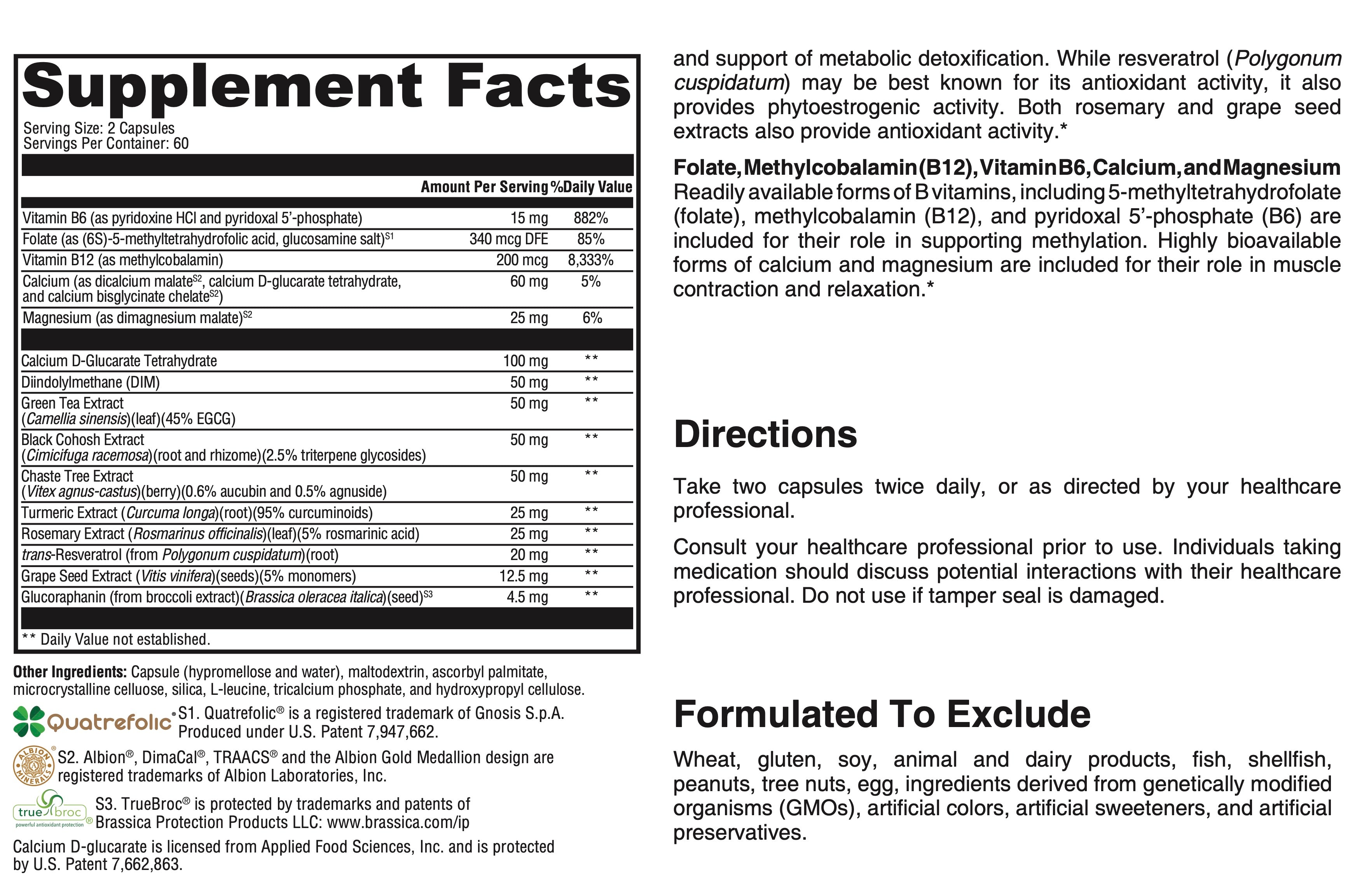 Supplement label with detailed nutritional information and directions.