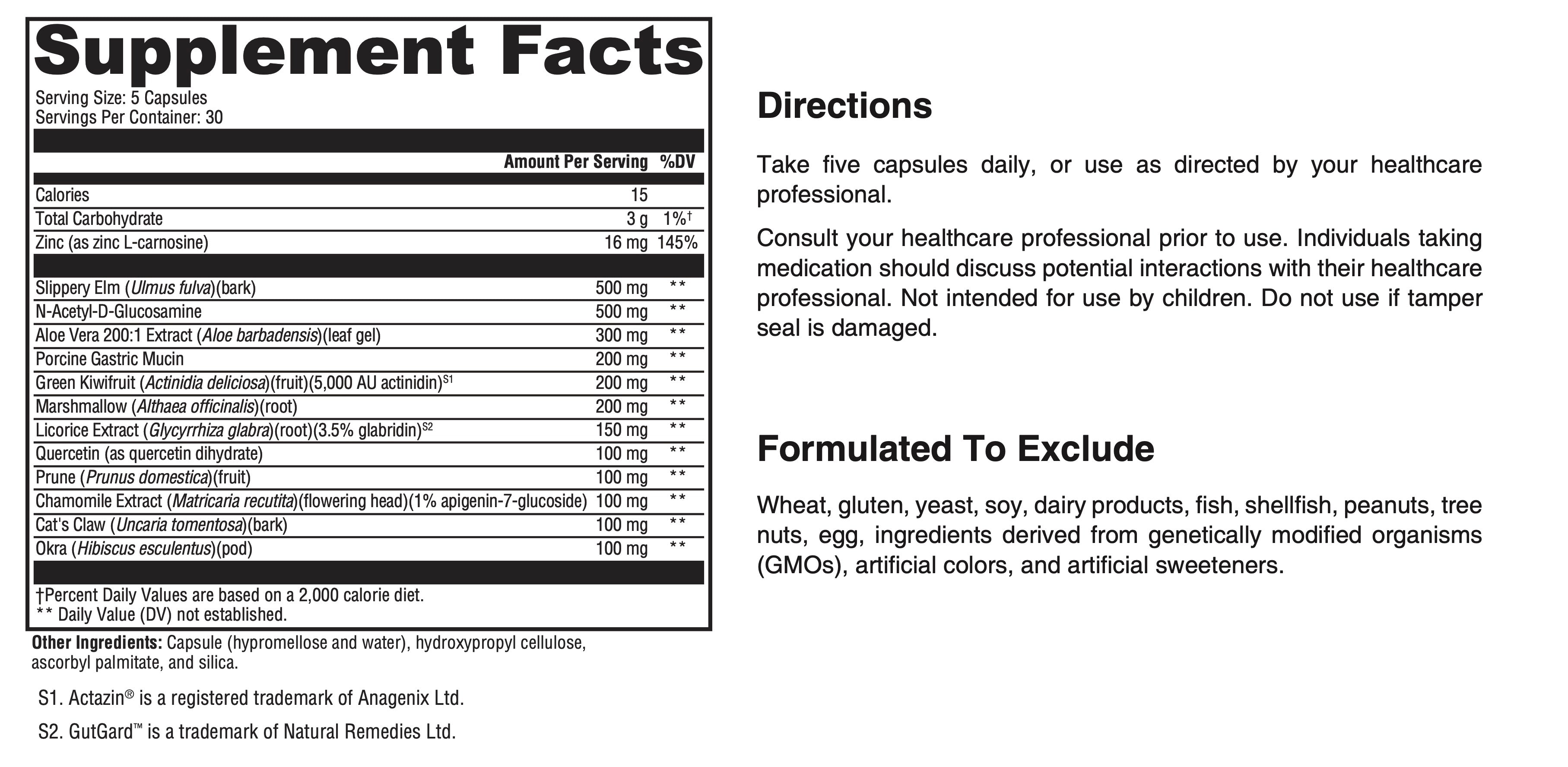 Supplement label with detailed nutritional information and directions.