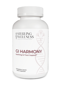 Supplement bottle labeled 'GI Harmony' by Sterling Wellness on a white background