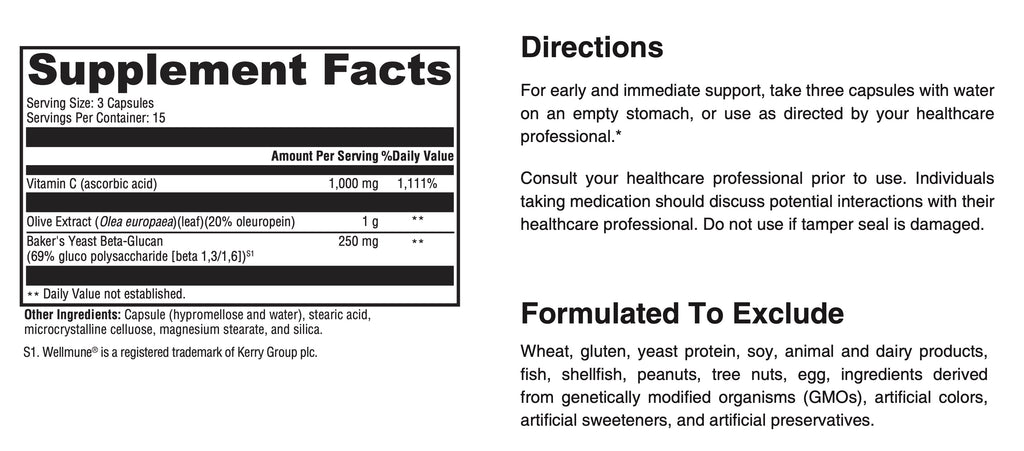 Supplement label with directions and formulation exclusion details.