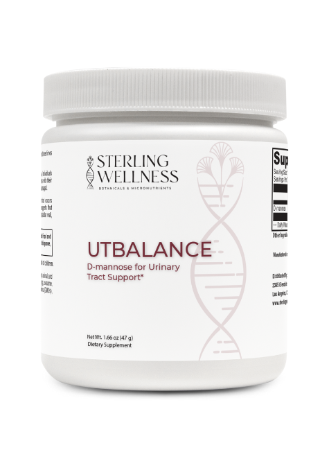 Supplement container labeled 'UTBalance' by Sterling Wellness on a white background