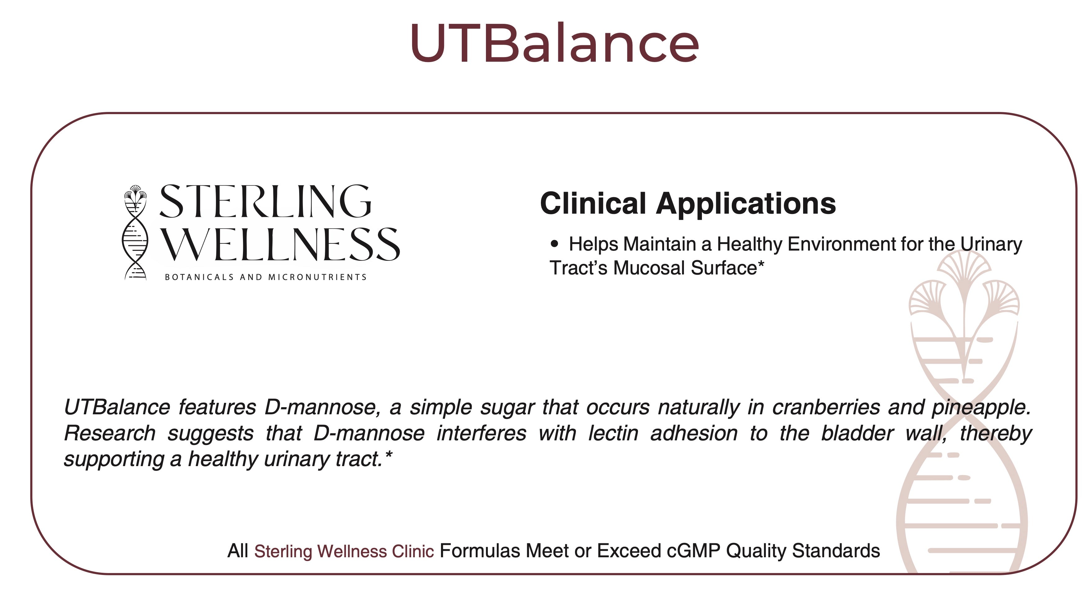 UTBalance product label by Sterling Wellness with text and logo.