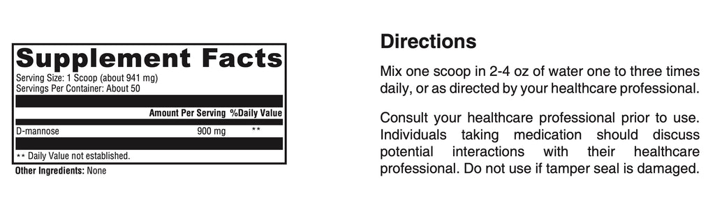 Supplement label with directions for use on a white background